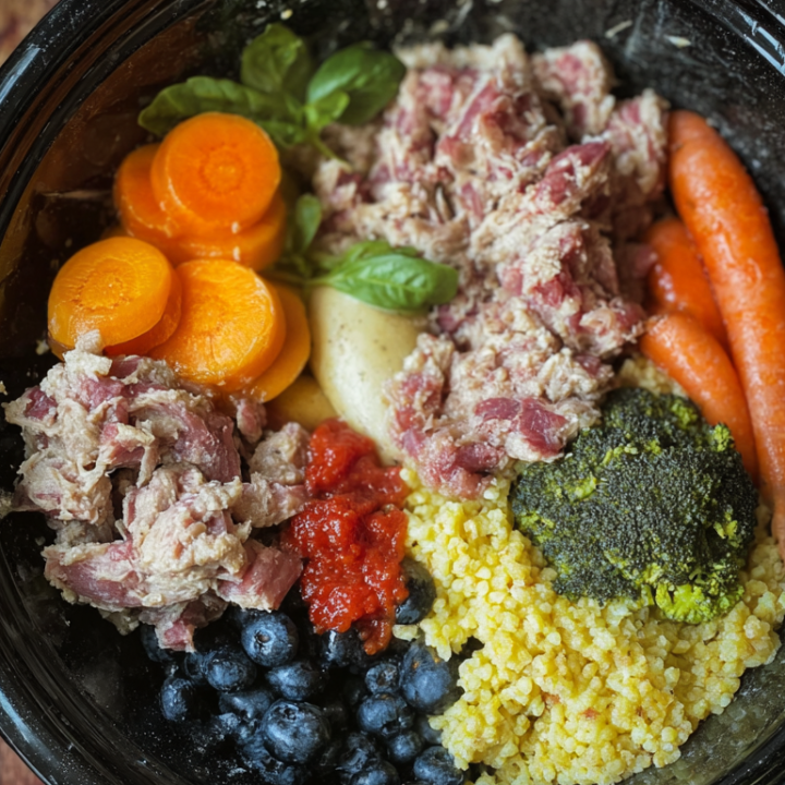 Slow Cooker Beef & Liver Dog Food with Sardines