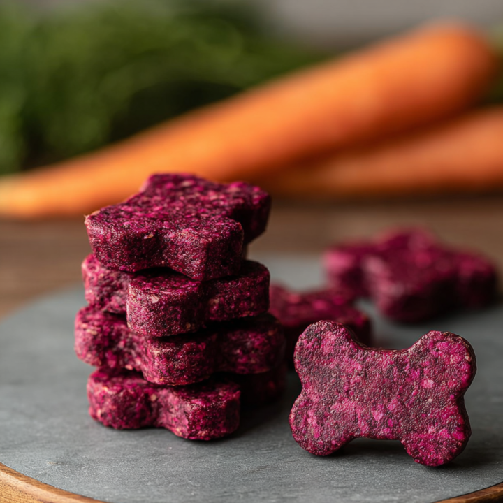 Naturally Colored Beetroot and Carrot Dog Biscuits