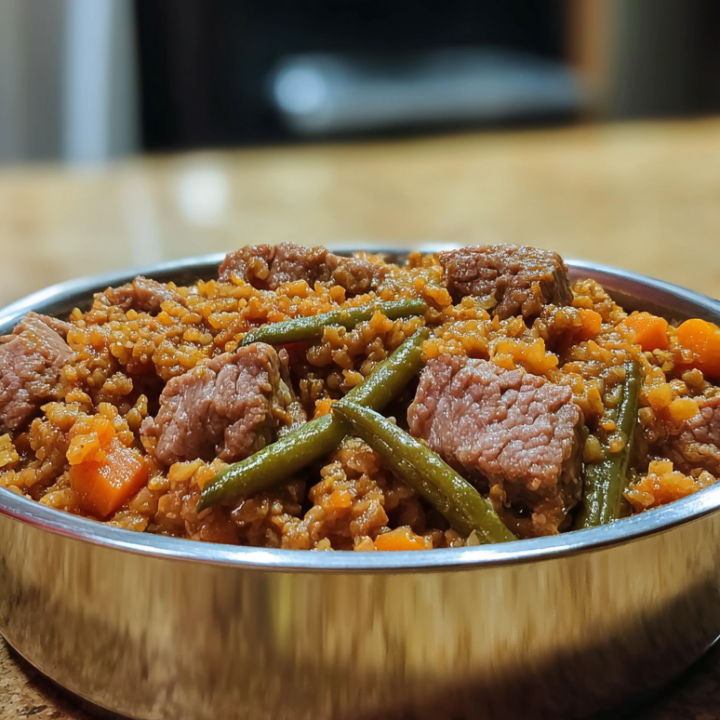 Homemade Beef, Rice, and Green Bean Casserole for Dogs